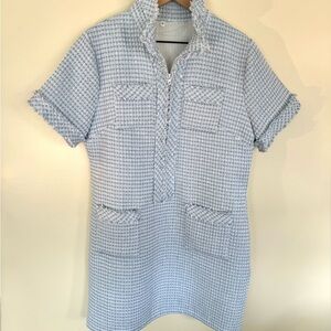 Chic Blue Tweed Dress